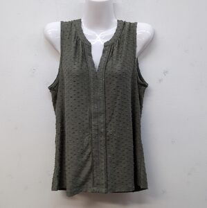 Les Serein Murinah Split Neck Knit Womens Sleeveless Top Size Small Olive Green